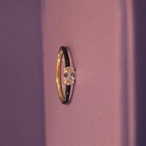 Brand New Melinda Maria Dainty Black Enamel Ring - Diamondette Gold Size 9 New